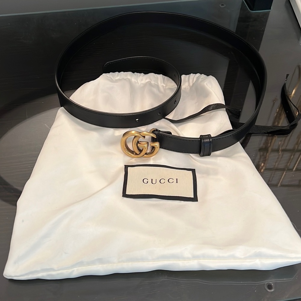 Leather Belt with Double G Buckle